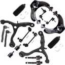 SCITOO 16pcs Front Suspension Kit Lower Upper Control Arm with Ball Joint fit 2008-2012 for Honda for Accord Outer Inner Tie Rod End w/Steering Boot Sway Bar Link