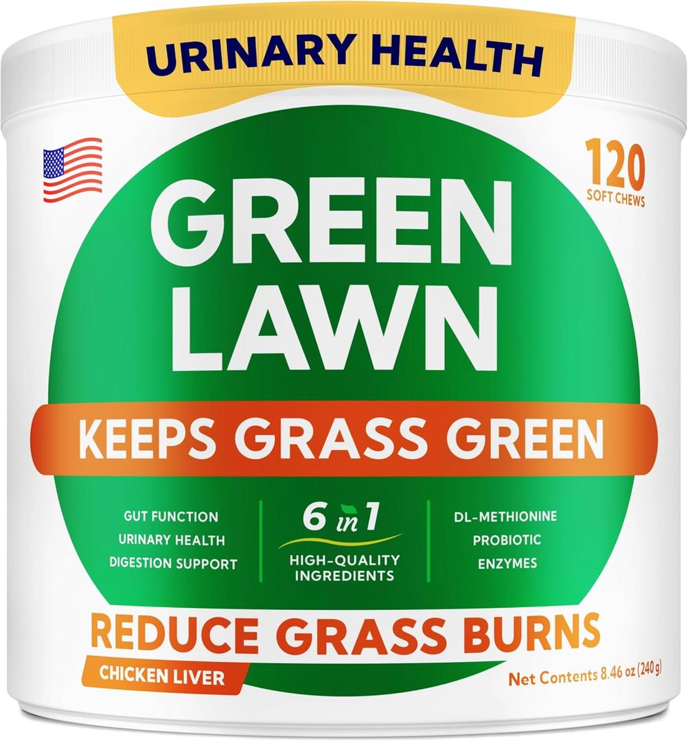 Green Grass Dog Chews - Pee Lawn Spot Saver - Grass Restore Treats - Dog Urine Neutralizer Solution for Grass Burn Spots - Made in USA - 120 Chews