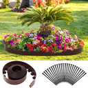 Sasylvia 5'' x 50' Landscape Edging Kit Plastic Garden Edging Border Include 45 Anchoring Spikes for Lawn Garden Grass Yard Home School, Brown