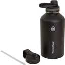 ThermoFlask Bottle with Chug Lid & Straw Lid - Insulated Stainless Steel Water Bottle with Leak-Proof Lids - Dishwasher-Safe Reusable Bottle & Lids - Durable Bottle, 2 Straws & 2 Lids - 64 oz, Black