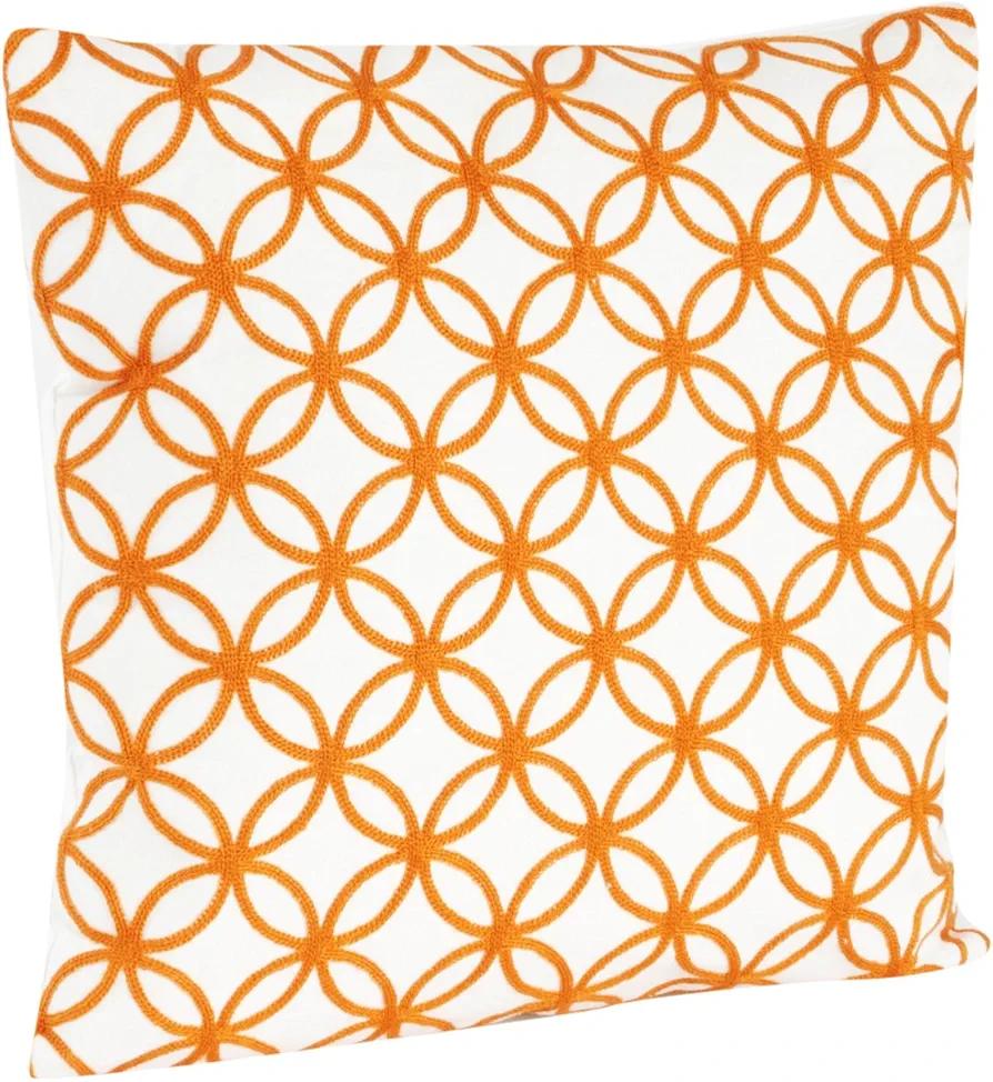 SARO LIFESTYLE 1190.PR17S Square Embroidered Design Down Filled Throw Pillow, Persimmon, 17