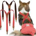 Pet Soft Dog Suspenders 2 Pieces Female Dog Diaper Suspenders for Dogs Diaper Keeper Suspender for Doggy Skirt, Dress, Diapers (Brown & Red, M/L)