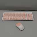 FD iK6630 Wireless Keyboard and Mouse Combo  2.4GHz USB Cordless, Cute Round Keys, Quiet and Slim Set for Laptop, Computer, TV, and Mac  Salmon Pink & White
