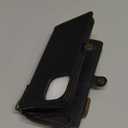 Defencase Compatible with iPhone 13 Case Wallet with RFID Blocking Card Holder for Women and Men, Fashion PU Leather Magnetic Snap Flip Zipper Strap Wallet Phone Case Fit for iPhone 13 6.1", Black