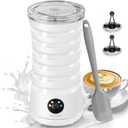 Secura Electric Milk Frother, Automatic Milk Steamer, 4-IN-1 Hot & Cold Foam Maker-8.4oz/240ml Milk Warmer for Latte, Cappuccinos, Macchiato with Silicone Spatula, Silent Operation & Shut-off (White)