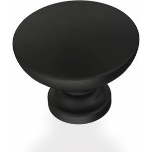 Franklin Brass - Fulton Matte Black Round Cabinet Knobs 1-3/16" Easy Install, Durable Hardware for Drawers, Dresser, Kitchen Cabinet Doors, and Furniture (10-Pack)