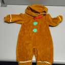 Newborn Gingerbread Costume Christmas Gingerbread Man Romper Long Sleeve Fleece Hooded Jumpsuit Outfit Fall Clothes (6-12 Months, Brown)