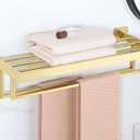 Alise Towel Rack with Double Towel Bar, 24 Inch Towel Racks for Bathroom, Modern Towel Holder for Bathroom Wall, SUS304 Stainless Steel Towel Shelf, Brushed Gold
