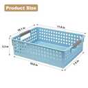 Soddeph 4 Pack Plastic Storage Basket with Handles, Wide Shallow Organizer Bin for Open-Top Desk and Drawer Organizer, Perfect for Snacks, Stationery (Blue)