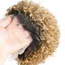 Ombre Blonde Pixie Cut Wig Human Hair, 6 Inches Short Curly Lace Bob Wig 13X1 Transparent Lace Front Wigs for Black Women (1B/27#)