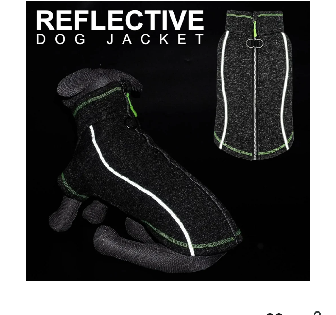 cyeollo Fleece Dog Jacket Reflective Dog Sweater Zipper up Small Doggie Coats with D Ring Jackets Indoor and Outdoor Warm Pet Clothes XL