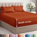 Extra Deep Full Sheet Set - 4 Piece Breathable & Cooling Bed Sheets - Easily Fits 18 to 24 inch Mattress - Ultra Soft, Wrinkle & Fade Free with Extra Deep Pockets - Hotel Luxury Bedding - Terracotta