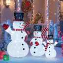 Tangkula 3-Piece Christmas Lighted 3D Snowman Family Decoration, 4.1 FT Pre-Lit Xmas Snowman Set with 270 LED Lights, Indoor Outdoor Christmas Holiday Decoration for Home Lawn Yard Garden