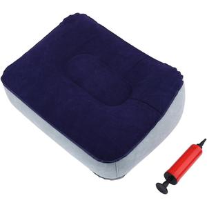 Foot Rest Pillow, PVC Inflatable Foot Rest Mat with Air Pump Travel Foot Rest Pillow for Office Home Travel Car Airplane(Gray + Blue)