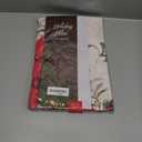 Elrene Home Fashions Red and White Poinsettia Holiday Fabric Wrinkle Resistant Tablecloth, 60" x 84" Oval, Multi