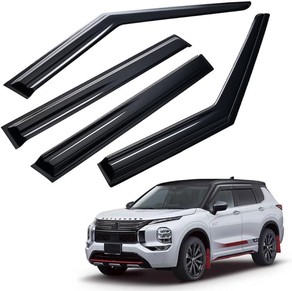 Tape-on Window Visor Compatible with Mitsubishi Outlander 2022 2023 2024 2025 2026,4PCS Black Window Vent Deflectors,Window Rain Guards
