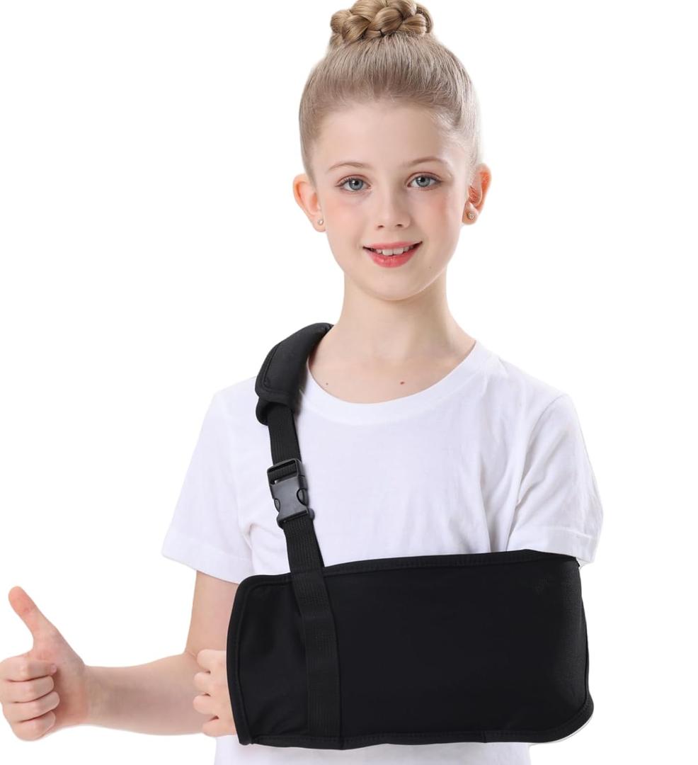Kids Breathable Arm Sling for Shoulder Injury and Surgery Recovery, Padiatric Elbow Brace Support for Broken Arm, Fits Both Arms (Large)