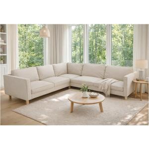 Polyester Karlstad Corner Sofa Cover (2+3/3+2) Replacement, is Custom Made for IKEA Karlstad Sectional Slipcover Replacement (Beige Polyester)