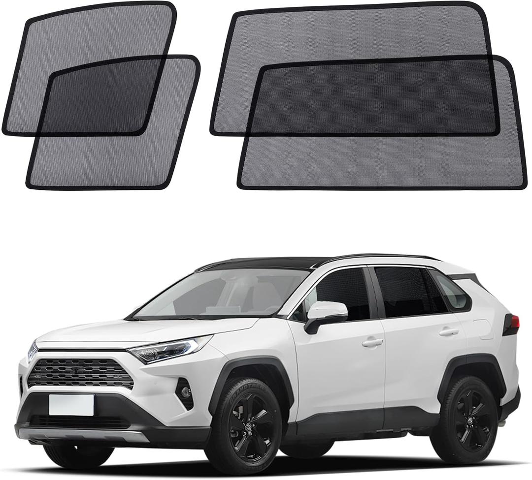 XCBYT Car Window Shades - 4 Pack for 2019-2024 Toyota RAV4 Sun Shade Side Window Sun Shade Car Window Shade for Baby with Breathable Mesh Insulate Heat and UV for Sleep Camping Breastfeeding (Toyota RAV4(2019-Present))