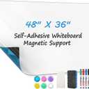 MaxGear White Board 48"x36" Adhesive Dry Erase Board Large Whiteboard Sticker for Wall, Big Wallpaper for Office, Classroom, Home, 4 Markers, 1 Marker Holder, 1 Eraser, 4 Magnets, 4' x 3'