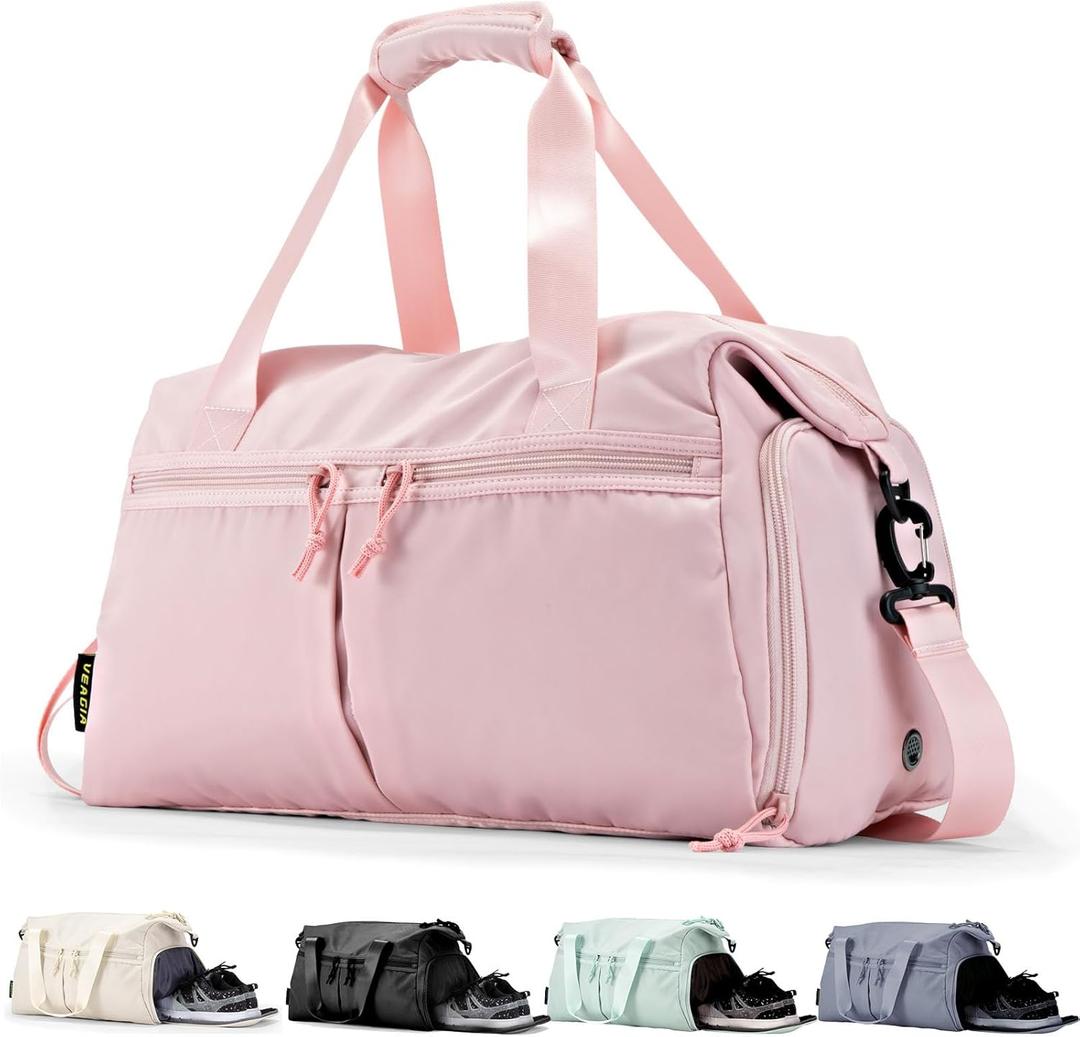 Weekender Duffel Bag with Shoe Compartment And Wet Pocket-Luggage Everyday Overnight Bag for Men and Women Travel-Carry On Gym Bag (Pink)