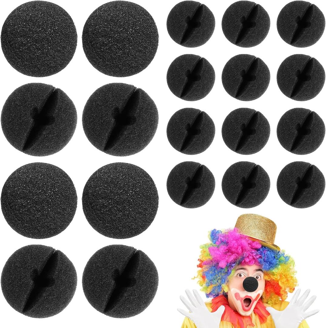 STOBAZA 20pcs Black Clown Noses - 2 Inch Soft Sponge Foam Circus Noses Bulk for Carnival Halloween Costume, Cosplay, Masquerade Party, Magi Show & Carnival Photo Props (Black) (5.00X5.00X5.00CM)