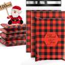 Oududianzi Christmas Poly Mailers 10x13, 100PCS Plastic Shipping Bags, Mailers Poly Bags for Shipping, Self-Seal Mailing Bags, Holiday Polymailers Packaging Bags for Small Business and Clothes (Red Plaid)
