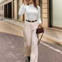 MANGOPOP Mock Neck Puff Sleeve Bodysuit Turtleneck Loose Lantern Long Sleeve Body Suit for Women for Going Out (Small, 02 White)