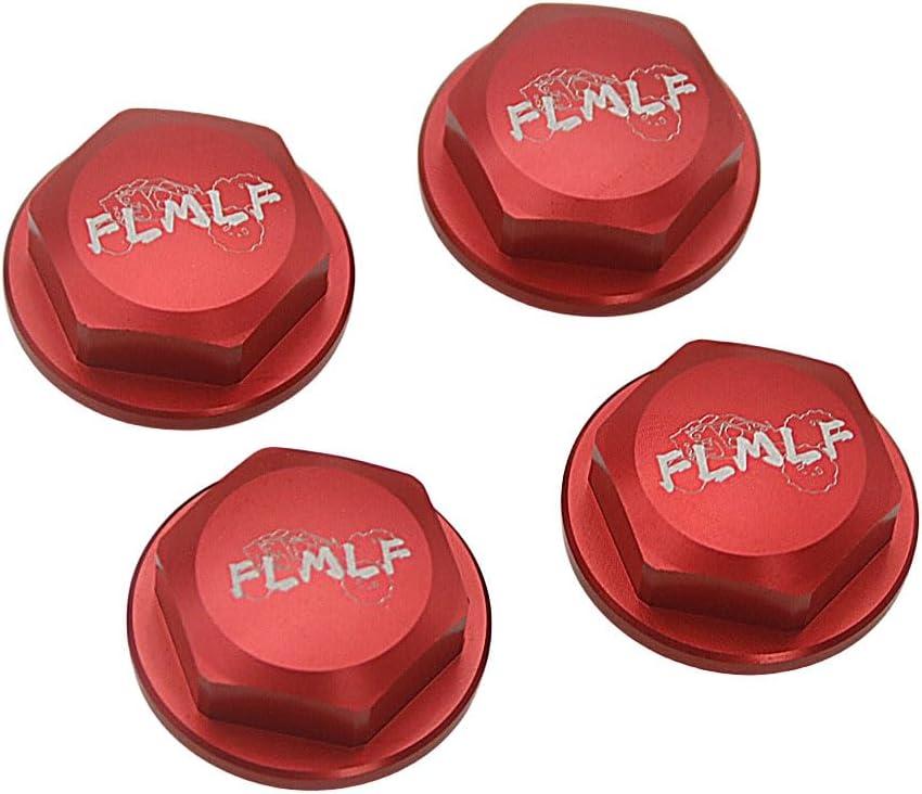 FLMLF 24mm CNC Metal Wheel Tire Adapter Front Rear Tyre Nut Cap 4pcs for 1/5 Scale TRAXXAS X-MAXX XMAXX 6S 8S Truck Rc Car Racing Toys Parts (Red)
