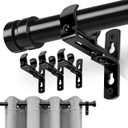 Curtain Rod Bracket, Curtain Rod Holders for Wall, Heavy Duty Ceiling Rods Hooks Hangers for 5/8" to 1 1/2" Dia Rods, Adjustable Black 4 Pack