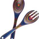 MYRAINBOW Salad Tongs, Wooden Spoons, Pakkawood Salad Tongs for Serving, 10-inch Serving Utensils Set Salad Servers Set Kitchen Cooking Utensil (rainbow gradient style)
