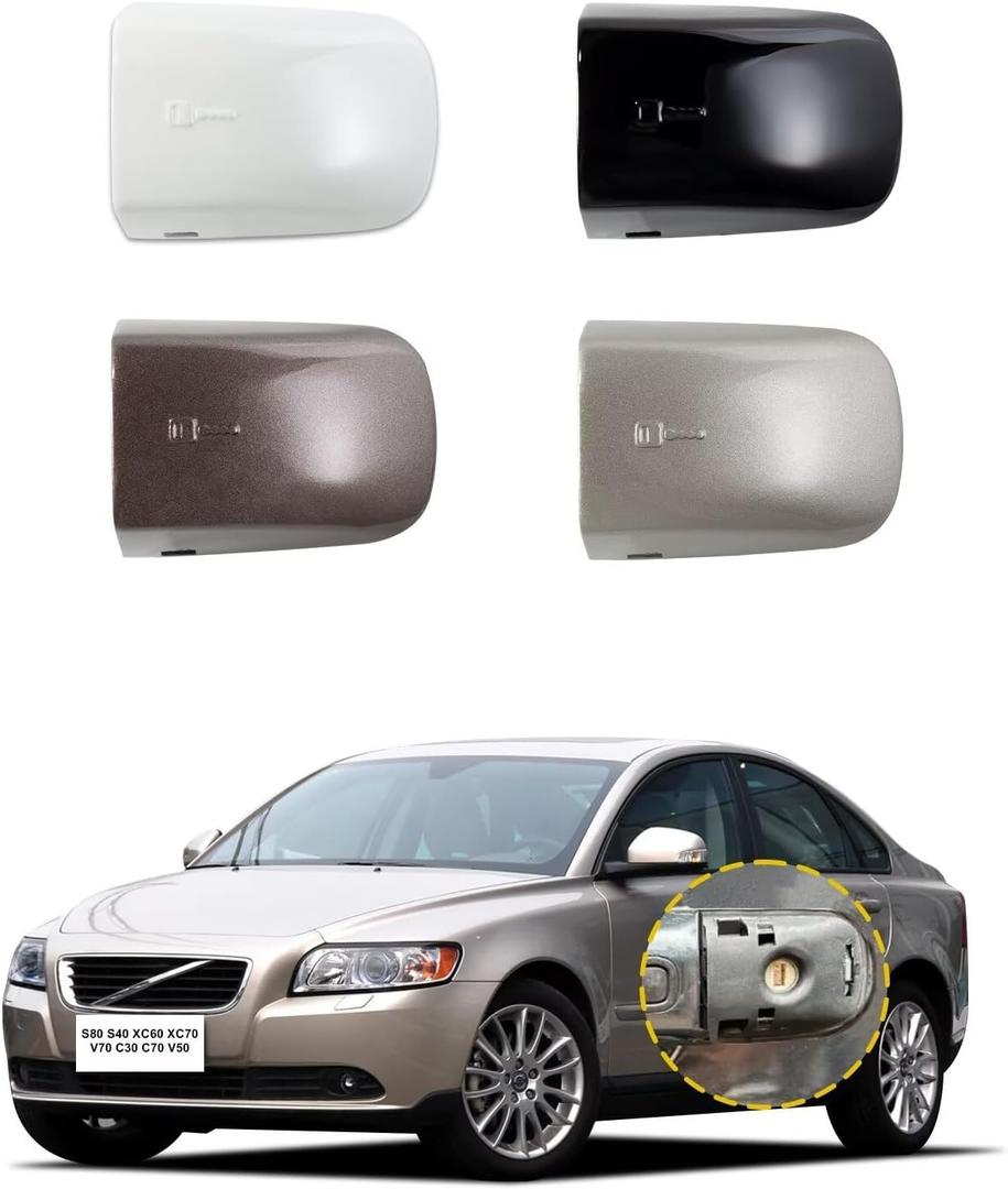 Car Door Handle Cover Cap Compatible with Volvo 07-16 S80/04-10 S40/09-17 XC60/08-16 XC70/08-15 V70/10-13 C30/06-13C70/05-12 V50 39998270 Door Key Cover Handle Accessories Lock Cap Black