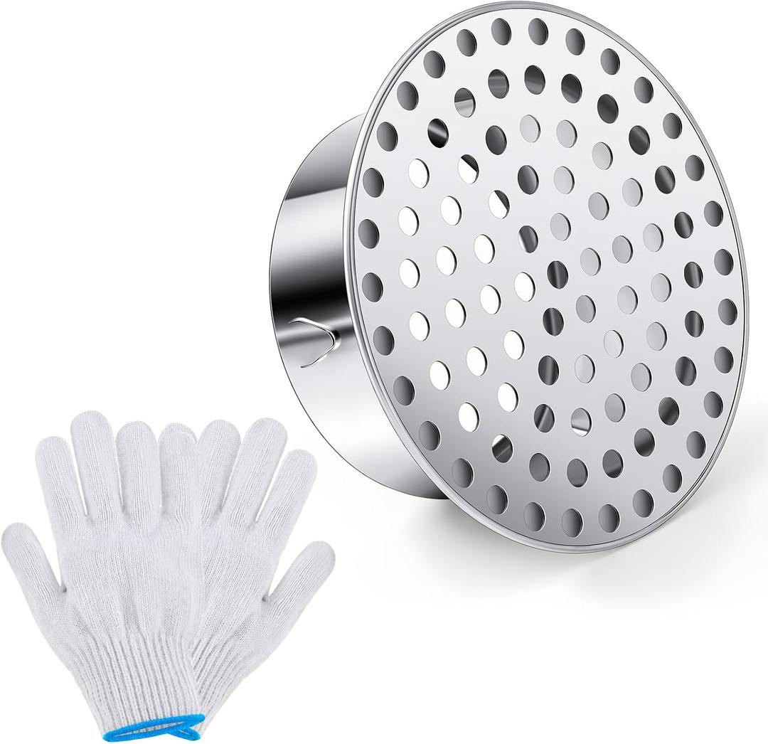 Moxweyeni 1 Pcs PVC Termination Cap for 4" Inner Diameter, Mesh Screen Vent Cover 304 Stainless Steel, for Furnace & Roof Vent Cap, Round Air Outlet Exhaust Water Drains Pipe with Gloves