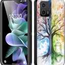 for Moto G 5G 2023 Case with Built in Kickstand,Shockproof/Dustproof/Drop Proof 3-Layer Military Grade Protective Cover for Motorola Moto G 5G 2023,Abstract Colorful Tree of Life