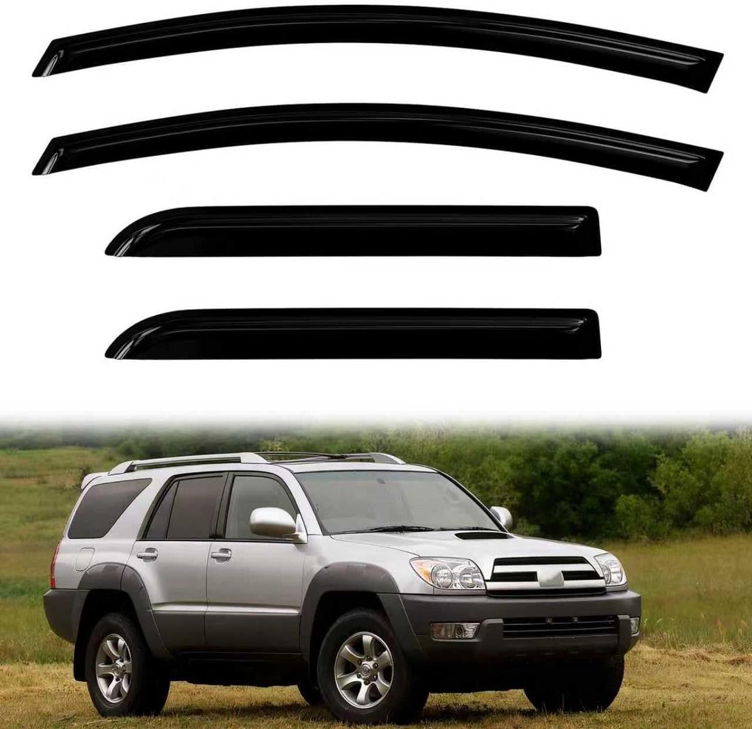 4PC Rain Guards for 2003-2009 Toyota 4Runner Window Visors for 03-09 4Runner Deflectors Sun Shades Vent Tape On Out Channel