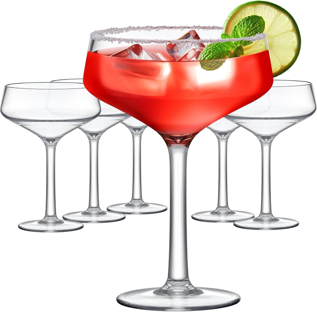 Amazing Abby - Courtney - 12-Ounce Plastic Coupe Glasses (Set of 6), Martini Glasses, Champagne Saucers, Reusable, BPA-Free, Shatter-Proof, Dishwasher-Safe, Perfect for Poolside, Outdoors, and More