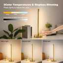 Weaboopre Cordless Table Lamp, Rechargeable Gold 5200mAh Battery Operated LED Portable Lamps, 3 Color Stepless Dimmable Touch Lamp for Nightstand, Bedroom, Dining Table, Counter, Living Room