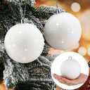 Zubebe 12 Pieces Large Christmas Ornaments Balls, Glitter Snowball Ornaments for Christmas Tree, Hanging Shatterproof Plastic Balls for Xmas Holiday Wedding Party Decorations(White)