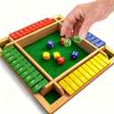 Engaging Wooden Games for Dementia Seniors - 4-Player Shut The Box Board Game for Memory Care & Cognitive Stimulation - Large Number Tiles, Fun Alzheimer's Activity for Adults & Family