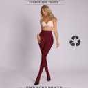 MERYLURE 240D Tights for Women, Opaque Soft High Waist Control Top Pantyhose Solid Color Footed Stockings Colorful Nylon (Medium, Wine Red)