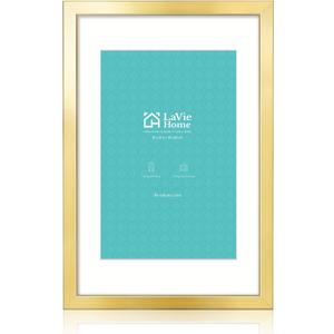 LaVie Home 16x24 Picture Frame Gold Poster Frame,Display Pictures 12x18 with Mat or 16x24 Without Mat, Stable and Sturdy Frame and Polished Plexiglass, Horizontal and Vertical Format of The Walls LaVie Home 16x24 Picture Frame Gold Poster Frame,Display Pictures 12x18 with Mat or 16x24 Without Mat, Stable and Sturdy Frame and Polished Plexiglass, Horizontal and Vertical Format of The Walls