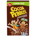 Cocoa Pebbles, Chocolatey Kids Cereal Sweetened Rice Crunch, Large Size, 15 Ounce (EXP 01/01/26)