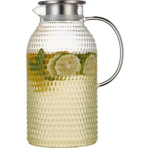 Pitcher, 100 Oz Glass Pitcher with Lid & Safe Packing, Easy Clean Heat Resistance Borosilicate Glass Jug for Hot/Cold Water, Milk, Ice Tea and Juice Beverage