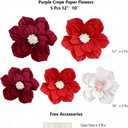 Red Paper Flowers Artificial 3D Wall Décor Wedding Birthday Bridal Baby Shower Violet Lavender Light Dark Red White Burgundy Nursery Room Backdrop Centerpieces Girls Women Party Decorations
