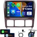 2+64G for Mercedes Benz S-Class W220 S280 S320 S350 S400 S430 S500 S600 S55 AMG 99-07 Car Radio Wireless Carplay/Android Auto,Android Car Stereo 9 Inch GPS DSP WiFi FM/RDS+Backup Camera