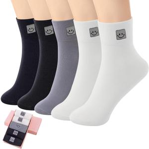 HUGSWEET Thin Soft Cotton Crew Socks for Women Ankle above Bootie Socks Gifts for Women 5-10 Pairs