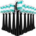 Replacement Toothbrush Heads Compatible with AquaSonic Black Series Vibe Series Electric Toothbrush, Curved Shape Design Planted with Nylon Bristle (Black) 10pc