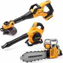 Arrowbash 3-in-1 Kids Gardening Toy Set, Toy Leaf Blower & Kids Chainsaw & Weed Trimmer with Realistic Sound & Light, Outdoor Backyard Play Educational Learning Birthday Summer Gift for Boys Girls