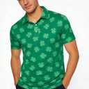Mens St Patrick's Day Polo Shirt Irish Funny Four Leaf Clover Green Saint Paddy Tee Shirts Golf Top Lucky Green S (Green, S)