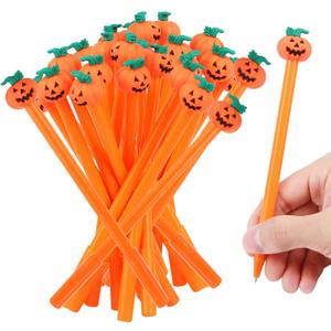 33-Piece Halloween Gel Ink Pen Set - 0.5mm Orange Pumpkin Pens with Black Ink, Perfect for Parties & Office Use